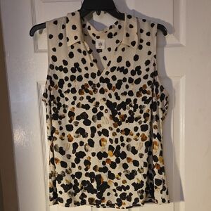 CAbi Women's Spotted Sleeveless Blouse - Black, Brown, Cream